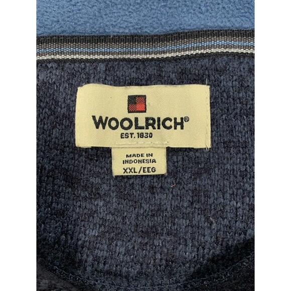 Woolrich Men Blue Angler 1/4 Zip Pocket‎ Fleece Pullover Sweater Jacket 2XL XXL - Picture 4 of 5
